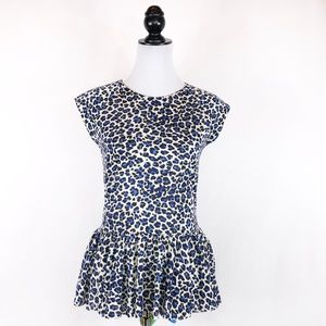 Rebecca Taylor blue cheetah peplum top